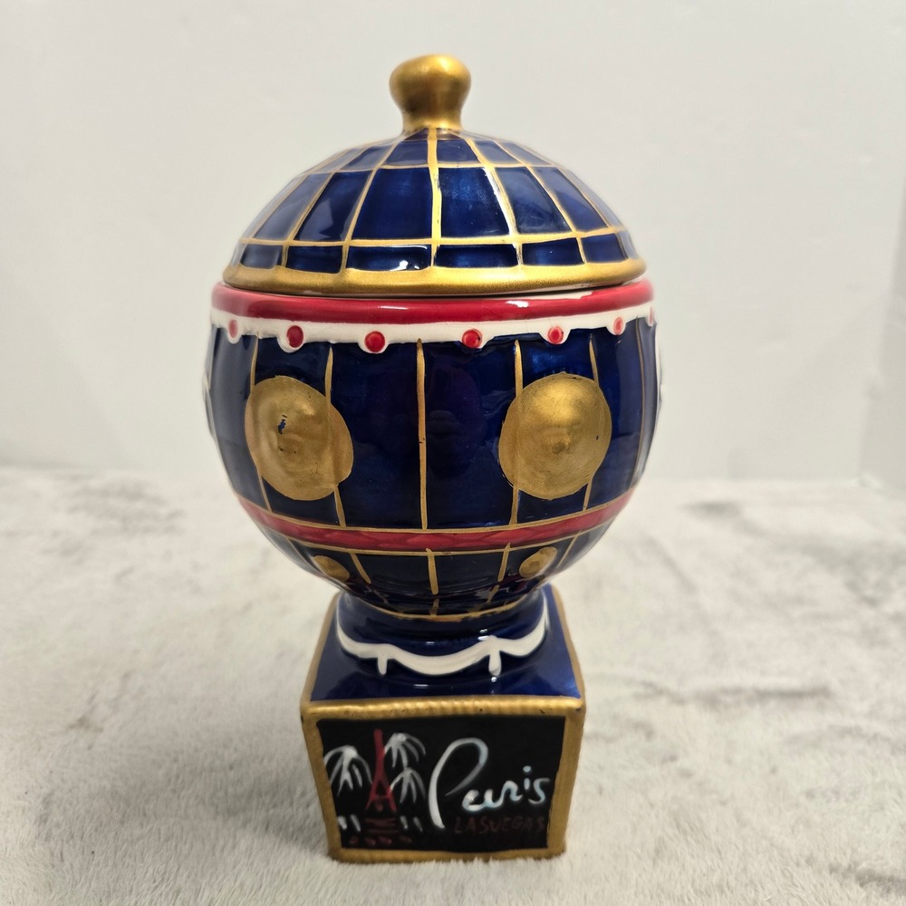 Paris Las Vegas Hot Air Balloon Ceramic Souvenir Jar Progressive Specialty Glass